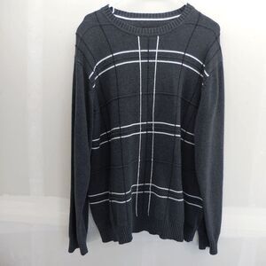 David Taylor Collection Size XL Gray Geometric Tic Tac Toe Front Sweater Cotton